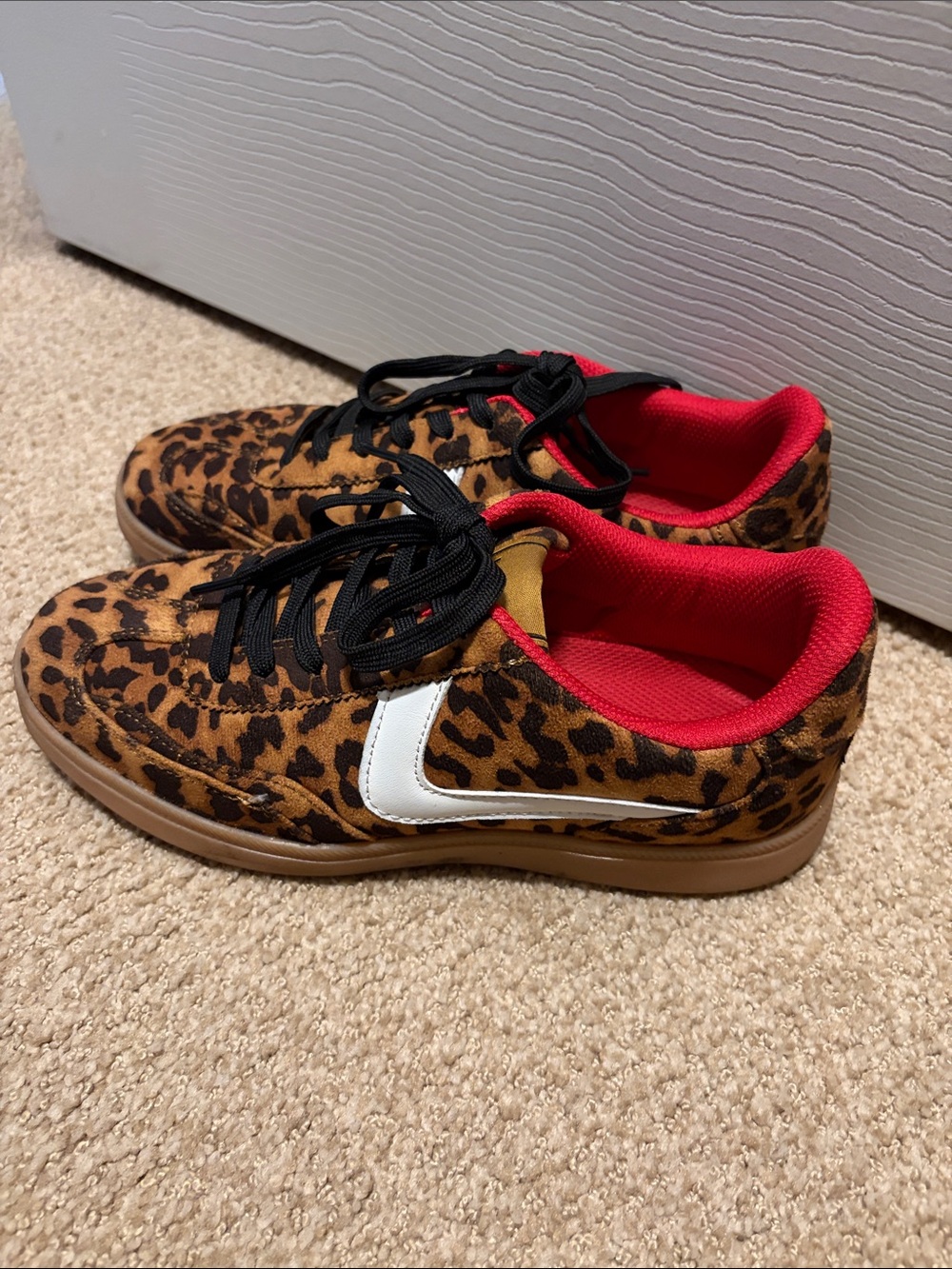 Leopard Print Women's Sneakers with Red Lining